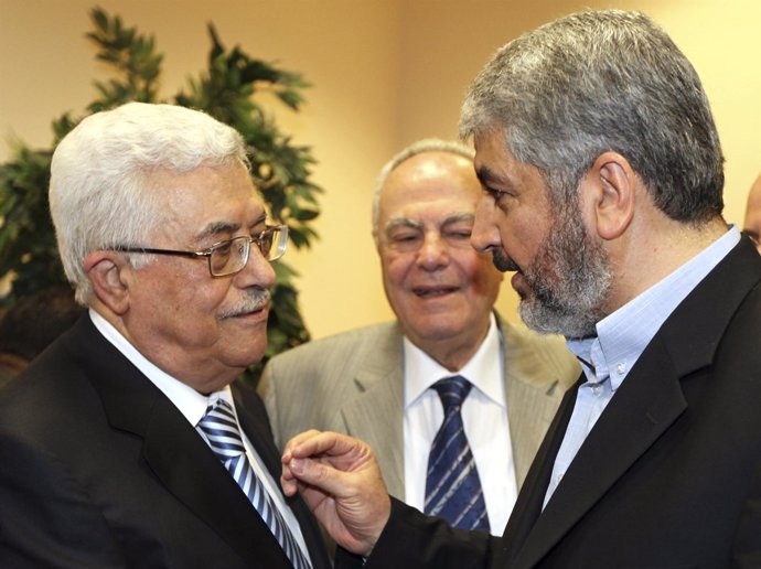 Mahmud Abbas Y Khaled Meshaal Lideres De Al Fatá Y Hamás
