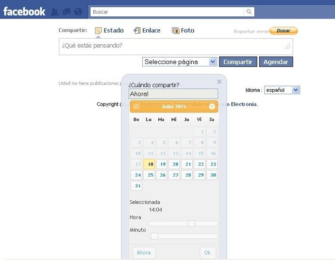 Aplicación Para Facebook 'Postcron'