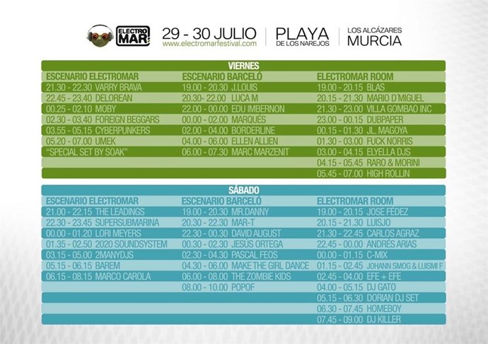 Horarios Del Festival Electromar