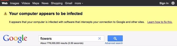 Mensaje De Advertencia Infección Malware Google