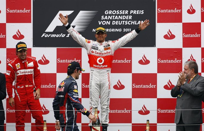 Hamilton, Alonso Y Webber, Podio De Alemania