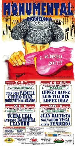 Cartel Taurino De La Monumental De Barcelona Para Agosto De 2011
