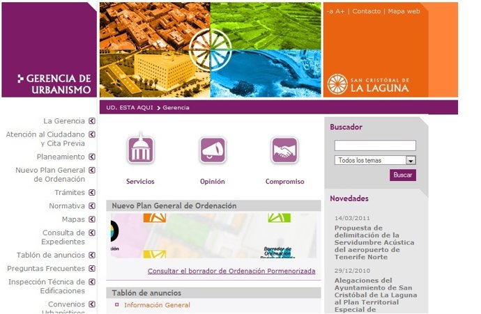 Web De La Gerencia De Urbanismo De La Laguna (Tenerife)