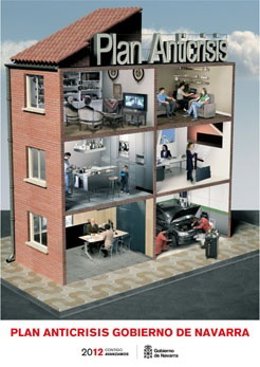 Cartel Anunciador De Las Medidas Anticrisis Del Gobierno De Navarra. 
