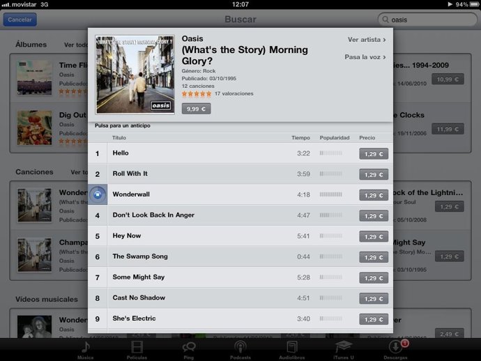 Previsualización Canciones Itunes