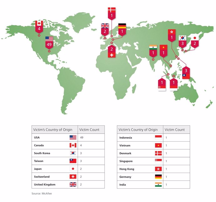 Mapa De Los Países Afectados Por El Ataque 'Hacker'