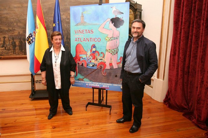 ANA FERNÁNDEZ Y MIGUEL ANXO PRADO PRESENTAN EL CARTEL DE VIÑETAS DESDE O ATLÁNTI