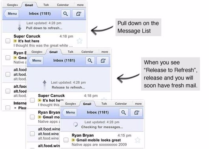 Gmail 'Release To Refresh', Nueva Función Para 'Smartphones'