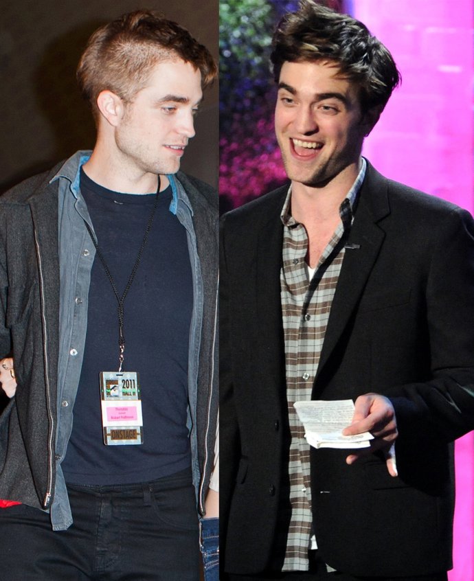 Montaje De Robert Pattinson Con Dos Cortes De Pelo Distintos