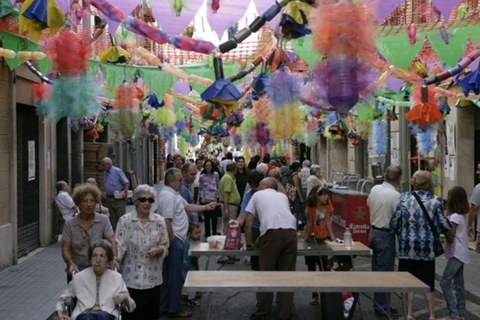 Carrer Providència Decorado Durante Las Festes De Gràcia
