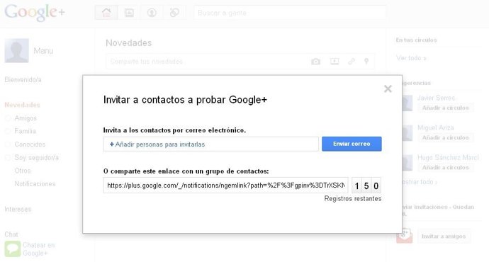 Google+ Permite Enviar Hasta 150 Invitaciones