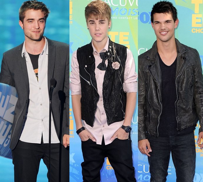Montaje De Robert Pattinson, Justin Bieber Y Taylor Lautner En Los Teen Choice 