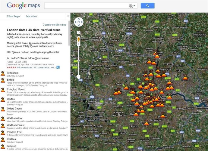 Mapa De Los Incidentes De Reino Unido Por Google Map 