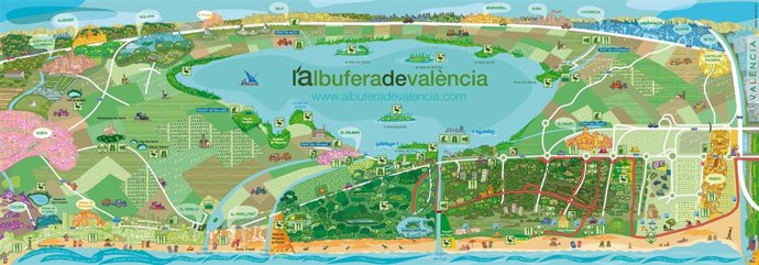 Plano Guía Del Parque Natural De L'albufera De Valencia.