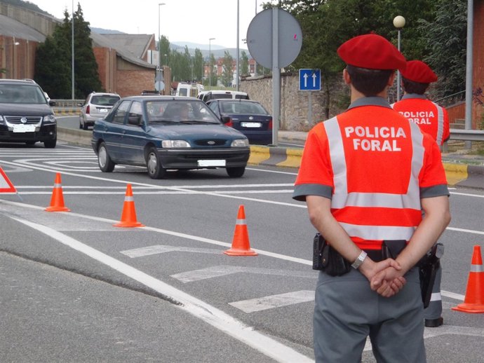 Agentes de la Policía Foral en un control. 