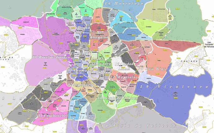 Nuevo Plano Con Los Distritos Y Barrios De Madrid