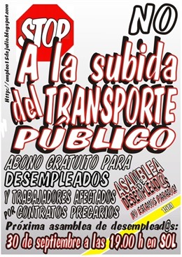 Concentración 15M Contra Precio Transporte Público