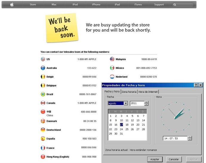 Imagen De La Página De Apple Store Sin Servicio El 17 De Agosto