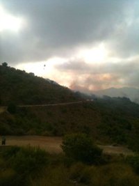 Más de medio millar de personas trabajan en la extinción del incendio forestal en el paraje de Atamaría