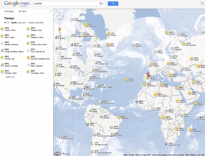 Google Map Con Información Del Tiempo 