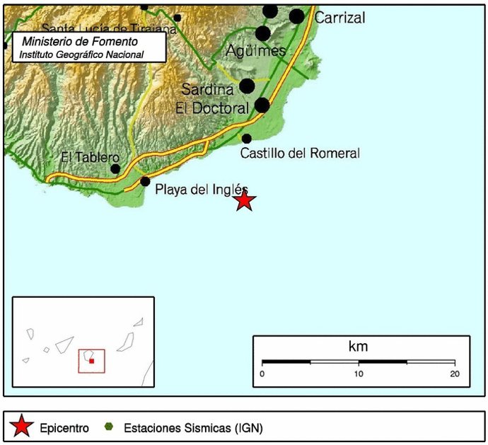 Epicentro Del Movimiento Sísmico En Gran Canaria