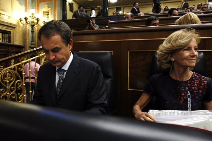 Zapatero Y Salgado En El Pleno Del Congreso