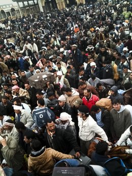 Refugiados de Libia en la frontera de Túnez