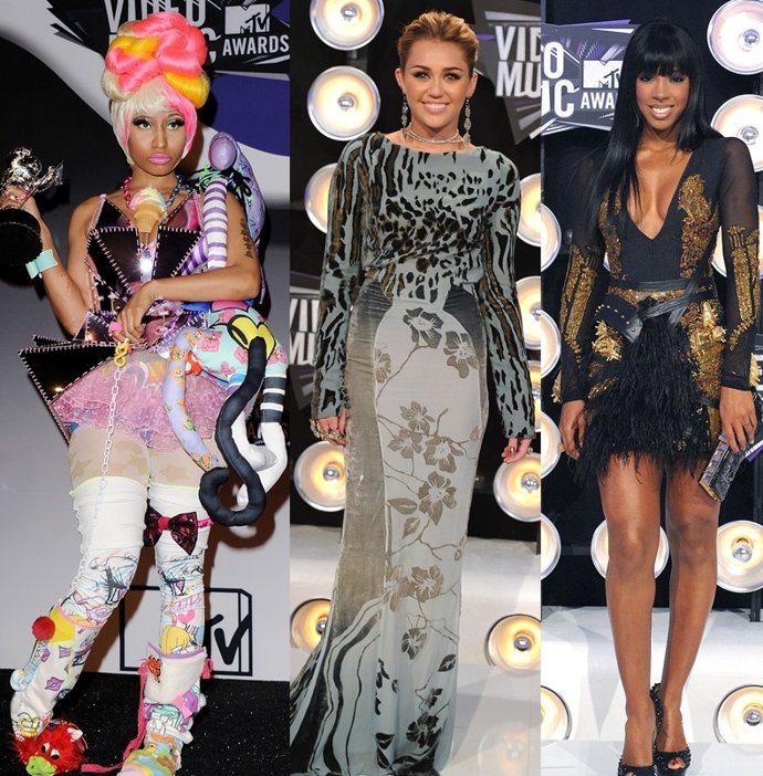 Montaje Looks Miley Cyus, Nicki Minaj Y Lelly Rowland