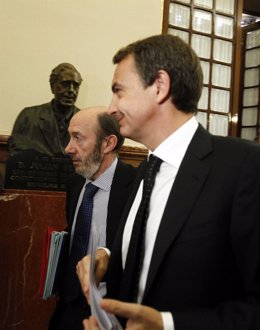 Rubalcaba y Zapatero en el Congreso