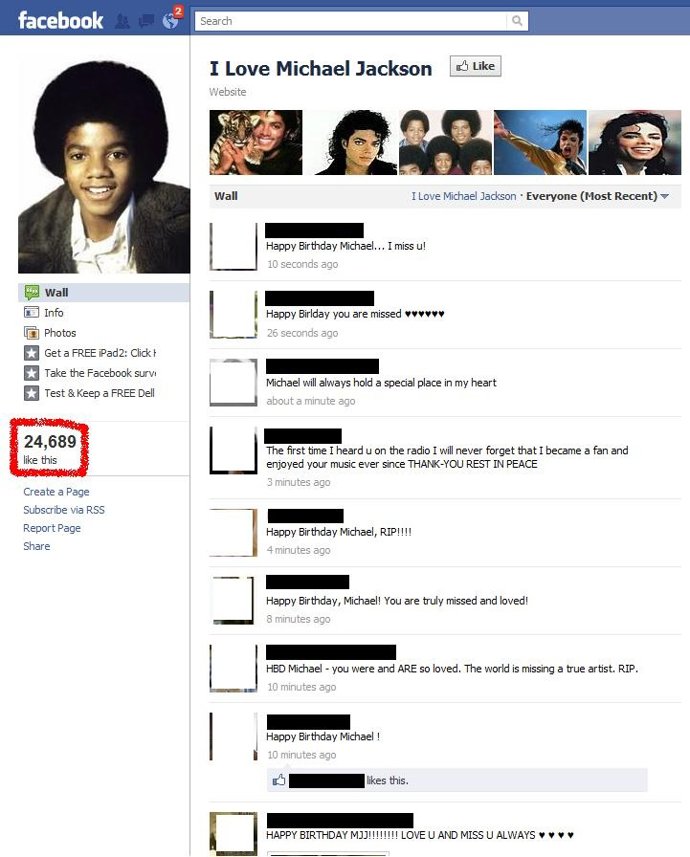 Spam de Michael Jackson en Facebook