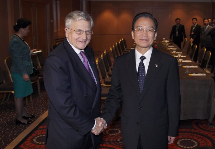 primer ministro chino, Wen Jiabao con Trichet (BCE)