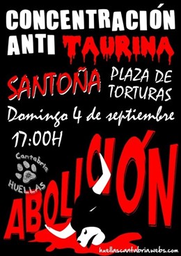 Cartel De La Convocatoria De La Protesta Antitaurina De Huellas Cantabria