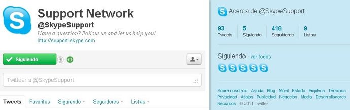 Cuenta De Skype Support  Por Twitter 