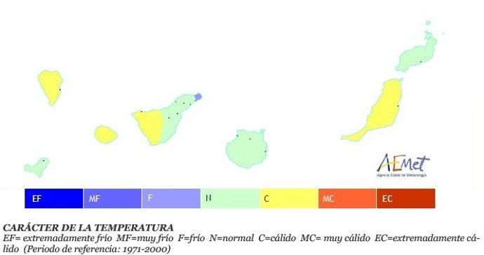 Mapa Gráfico Del Carácter De La Temperatura En Agosto De 2011