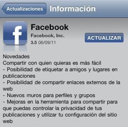 Versión 3.5 De La Aplicación De Facebook Para Ios Por App Store Apple