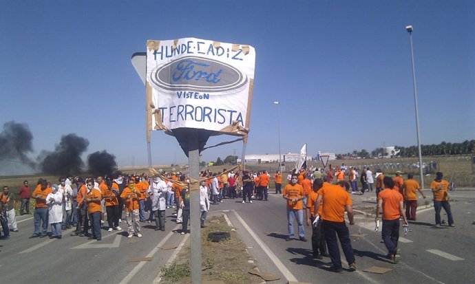 Imagen de una protesta de trabajadores de Visteón