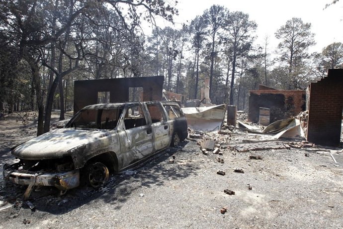 Restos Del Incendio En El Estado De Texas
