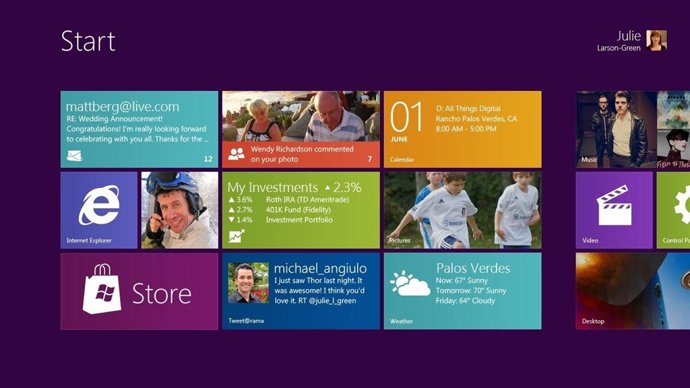 Imagen De La Interfaz De Windows 8 Por Microsoft 