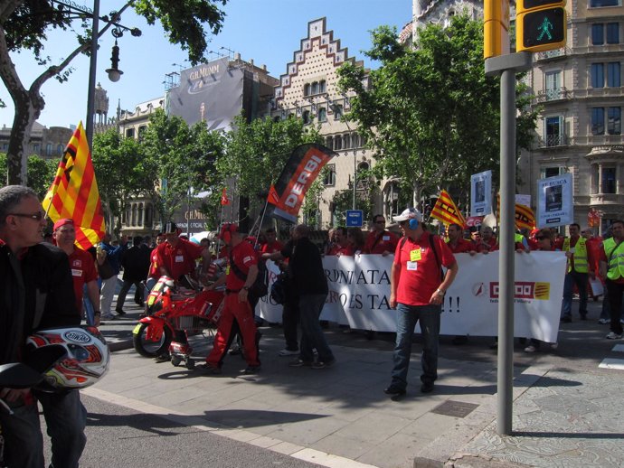 Manifestación de trabajadores de Derbi cuando se presentó el ERE