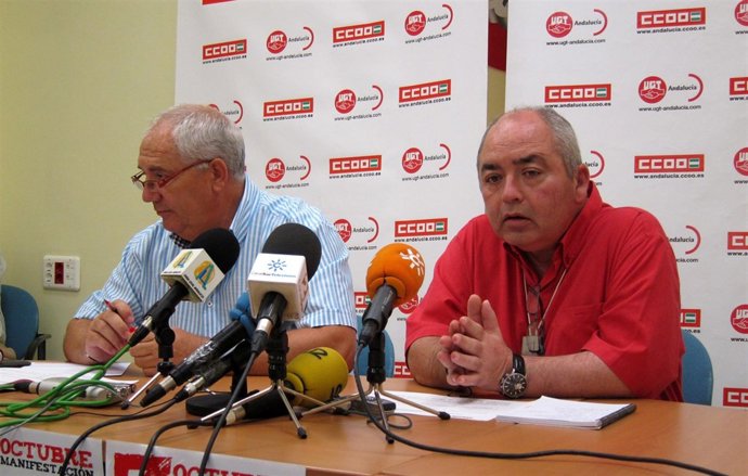 Los Secretarios General De CCOO-A Y UGT-A Hoy En Rueda De Prensa.