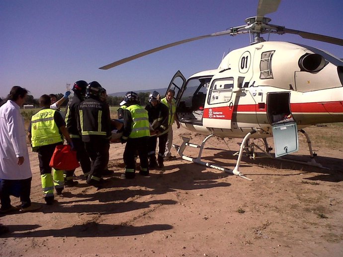 Rescate De Un Trabajador Herido En Un Accidente En Funes.