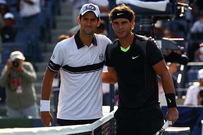 Djokovic y Nadal posan antes de la final