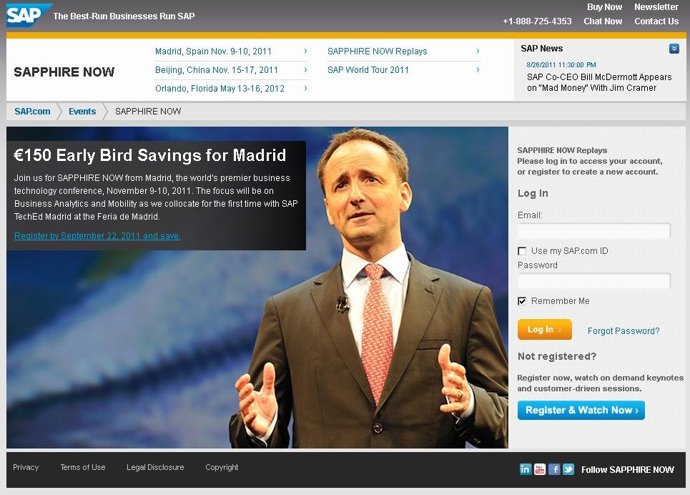 Página Web Del Evento SAPPHIRE NOW 