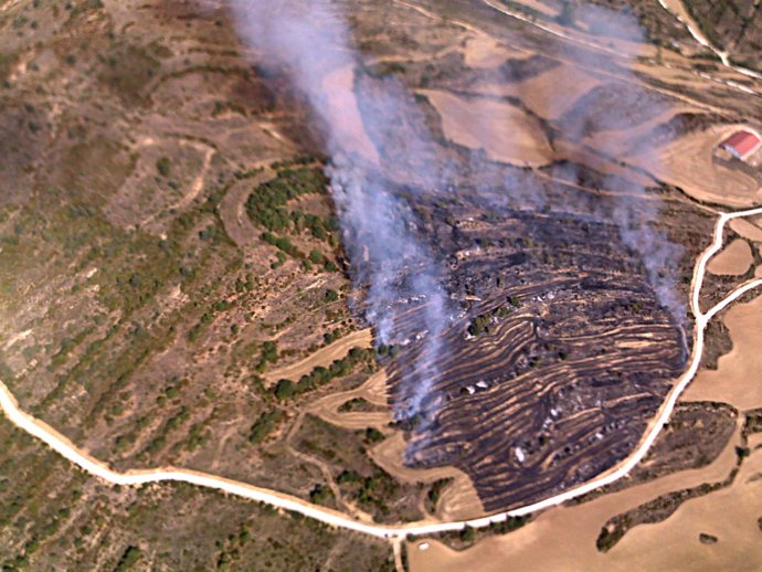 Imagen Del Incendio Declarado En La Sierra De Izco.