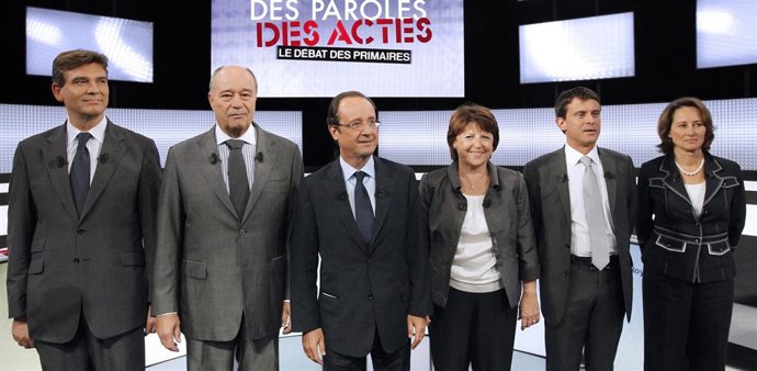 Hollande, Aubry, Montebourg, Baylet Y Vals En Un Debate Televisivo