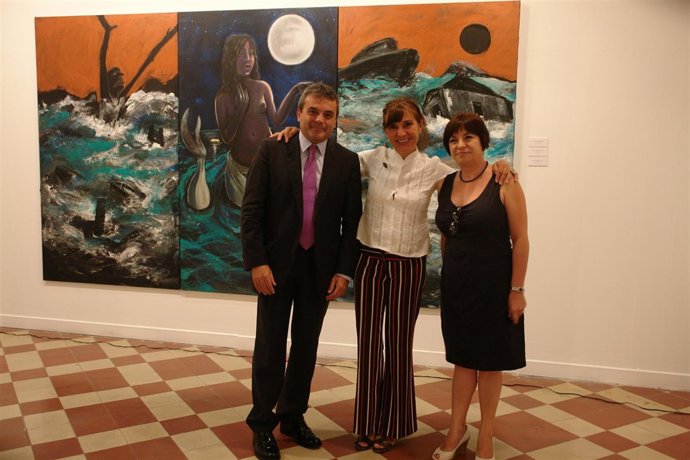 Jesús Fortes, Carmen Criado Y Mimí Ripoll, En La Inauguración De La Exposición