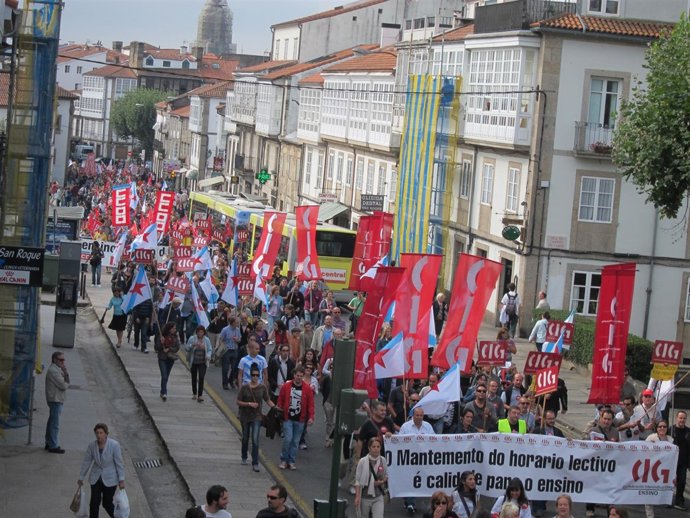 Protesta Del Profesorado Gallego En Santiago De Compostela