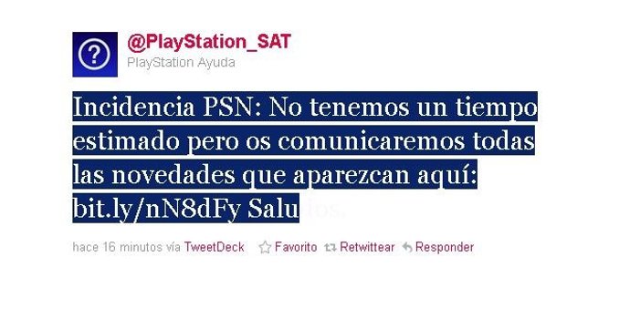 Incidencia En PSN Por Twitter Playstation SAT