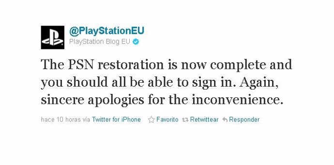 Tuit De Playstation Europa Sobre PSN 