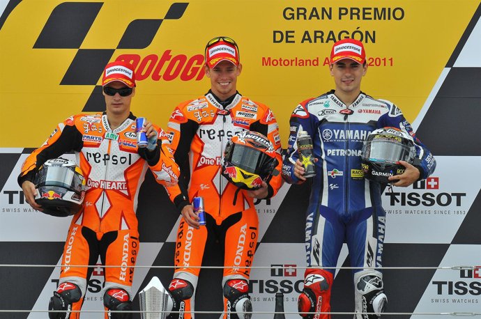 Pedrosa, Stoner Y Lorenzo En El Podio